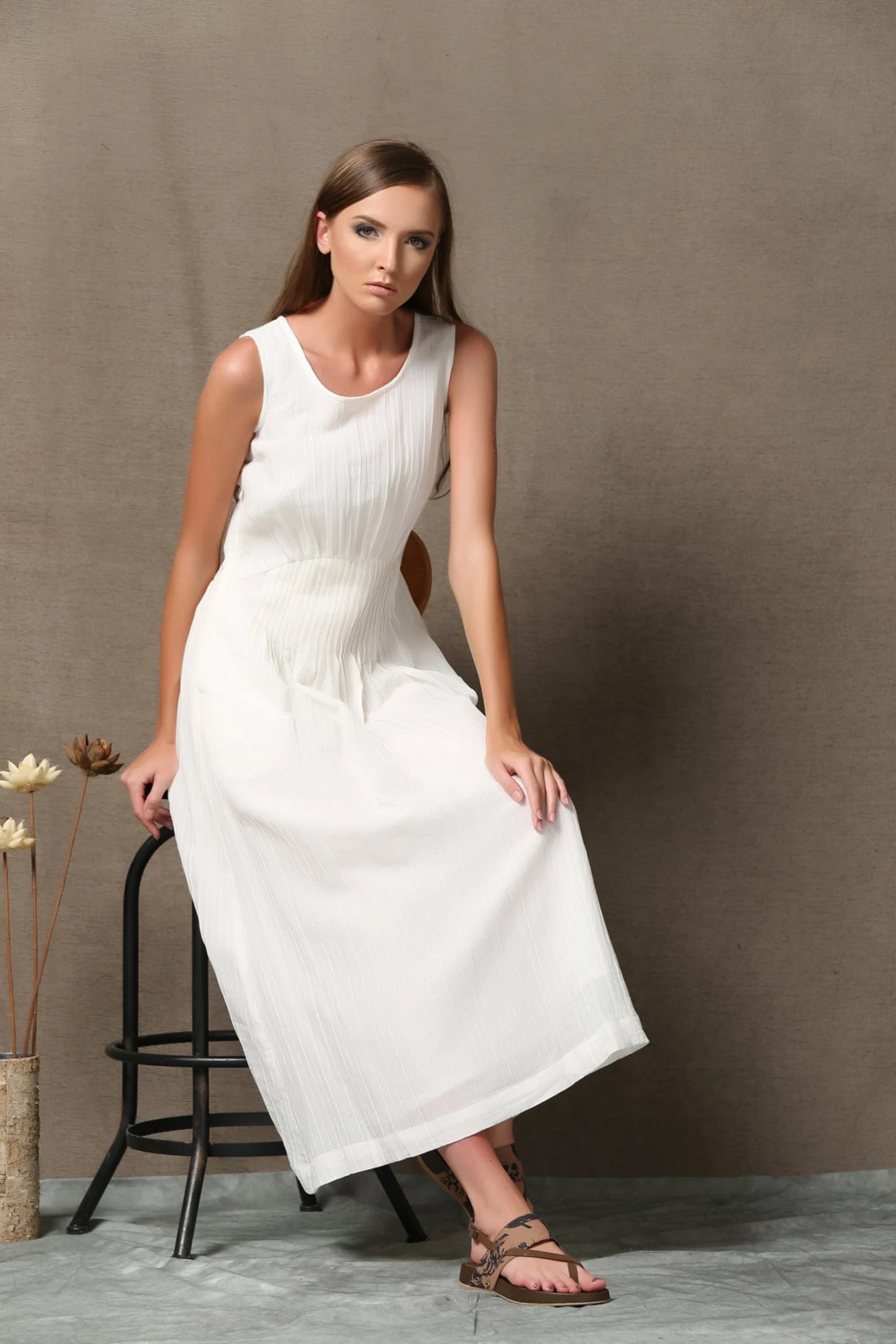 Bridget - Sleeveless Linen Maxi Dress