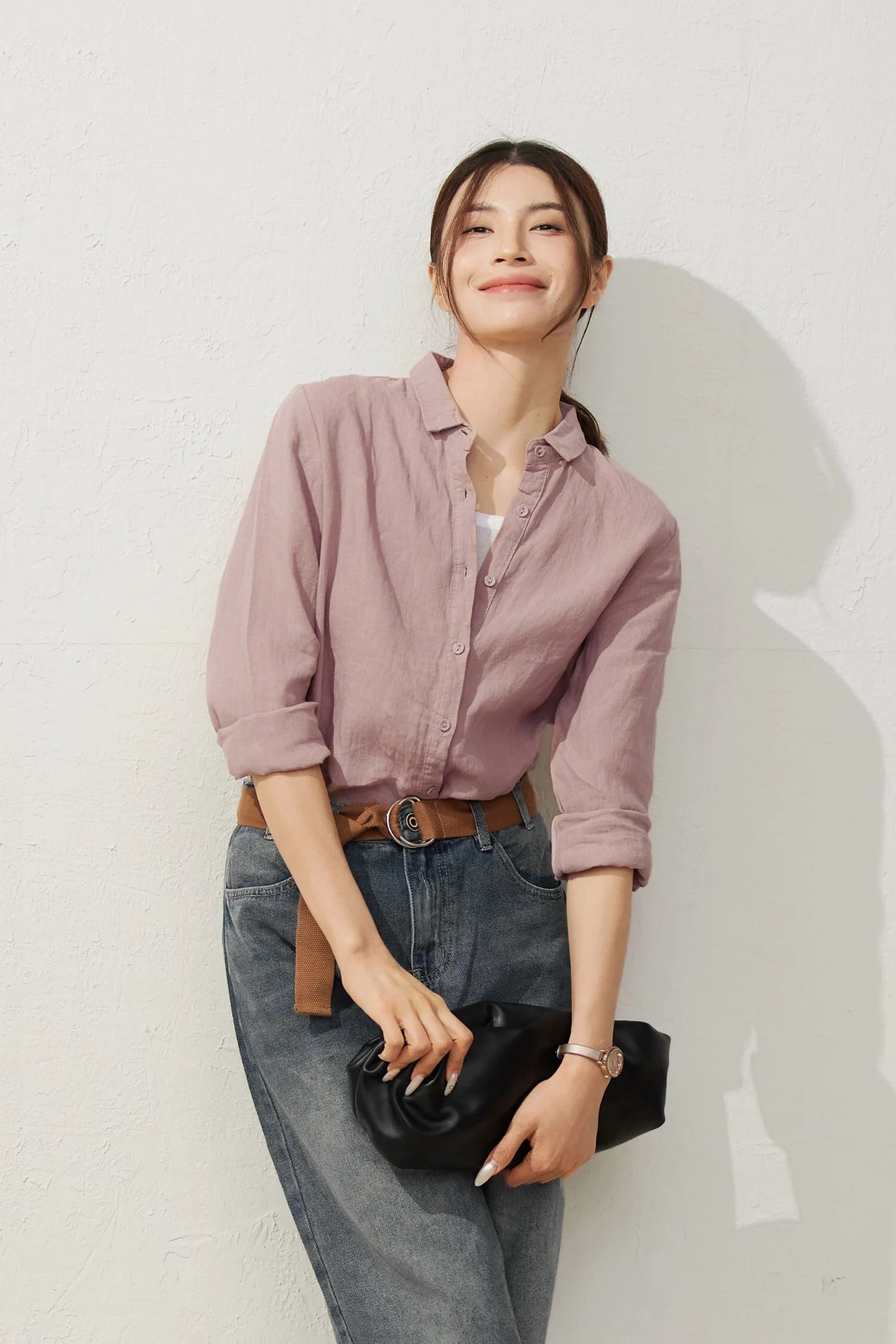 Samantha - Oversized Linen Button-Up Shirt