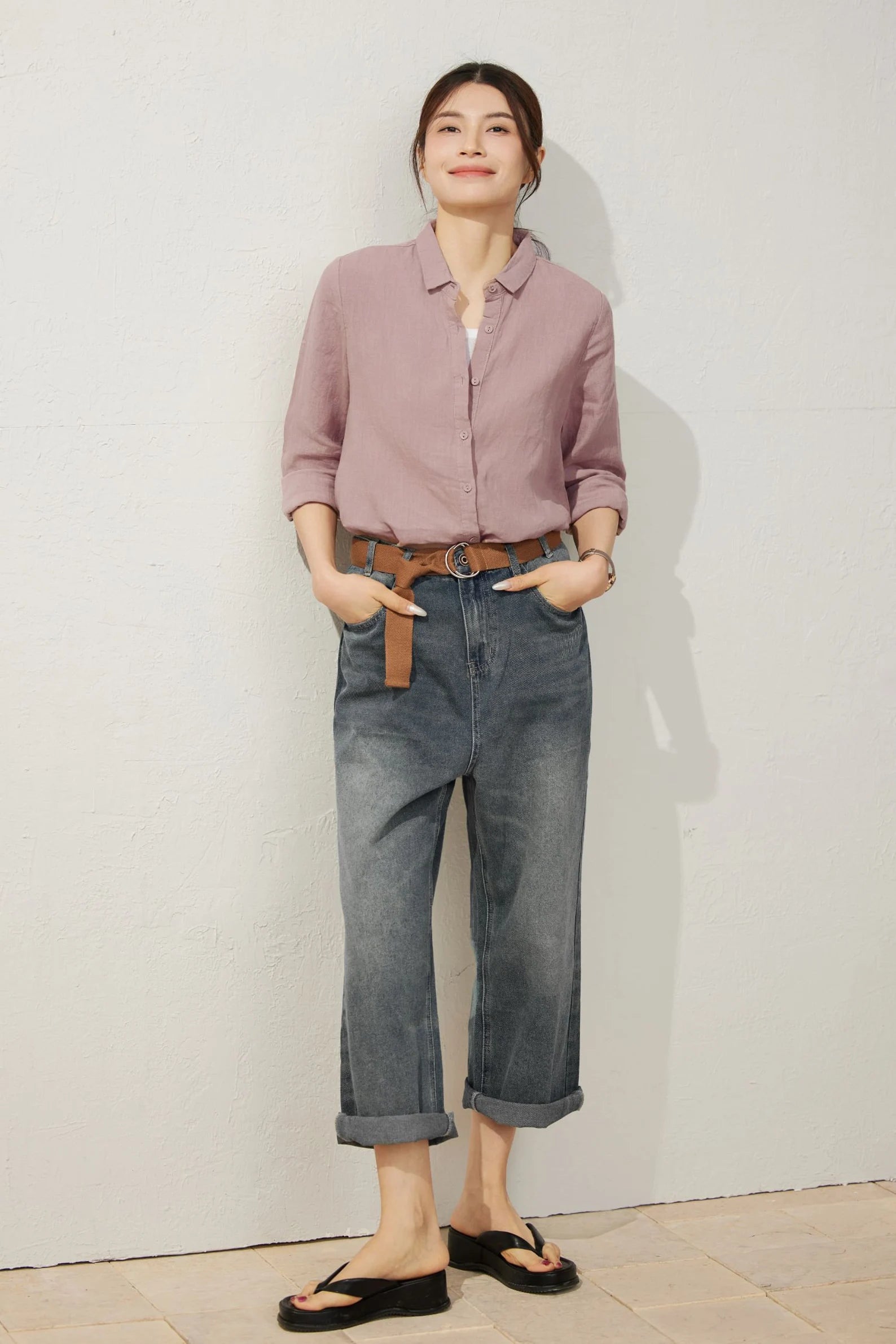 Samantha - Oversized Linen Button-Up Shirt